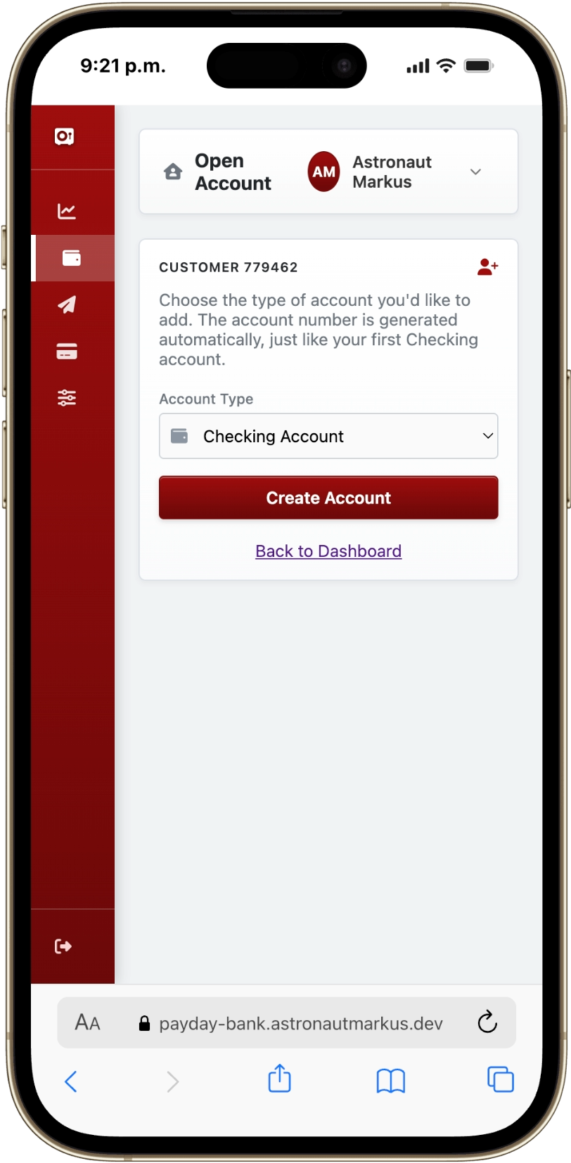 PAYDAY BANK — Open Account screenshot